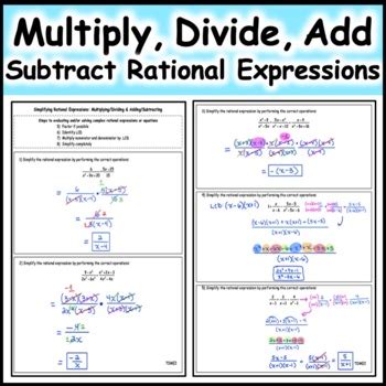 Multiply Divide Add Subtract Rational Expressions Review In Pre Calculus