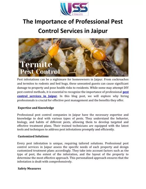 Ppt The Importance Of Professional Pest Control Services In Jaipur