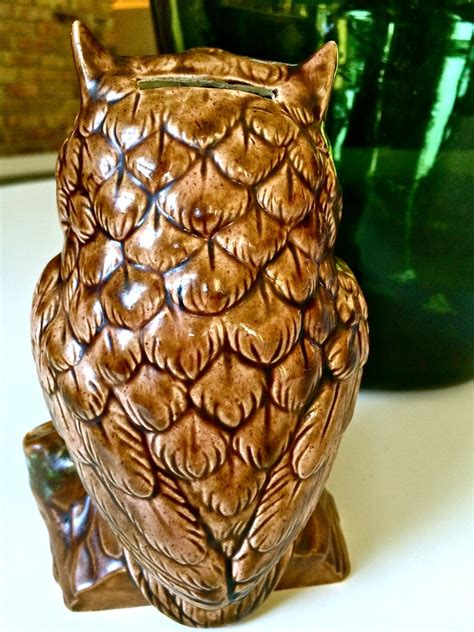 Vintage Retro Ceramic Owl Bank Be Wise Save Coin Etsy