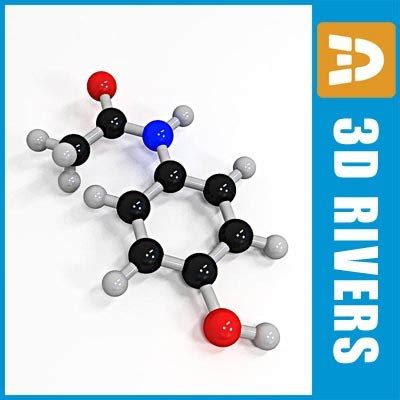 3d acetaminophen molecule structure model