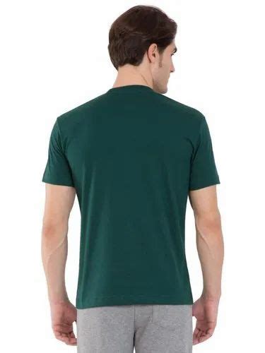 Pure Cotton Half Sleeve Green Mens Plain Round Neck T Shirt At Rs 180