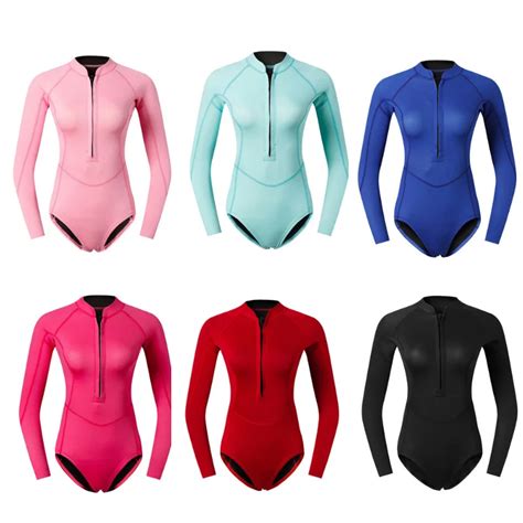 Summer Women MM Neoprene Bikini Wetsuit Long Sleeve Skin Diving Suit Sun Proof Surfing