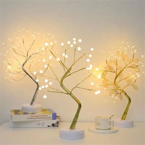 L Mpara USB Para Bons I Luz Nocturna De Rbol De Gypsophila Alambre De