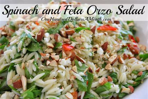 Spinach and Feta Orzo Salad - One Hundred Dollars a Month