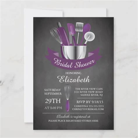 Modern Chalkboard Stock The Kitchen Bridal Shower Invitation Zazzle