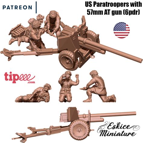 D Printable Mm At Gun Us Paratroopers Mm By Eskice Miniature Aron