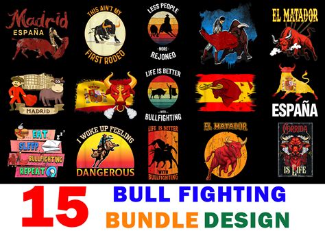 15 Bull Fighting Shirt Designs Bundle For Commercial Use Part 2, Bull Fighting T-shirt, Bull ...