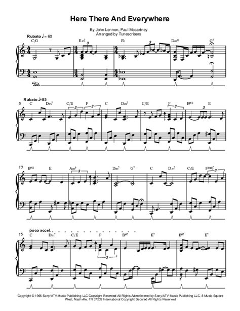 Here There And Everywhere Arr Tunescribers By John Lennon Sheet Music For Piano Solo At Sheet