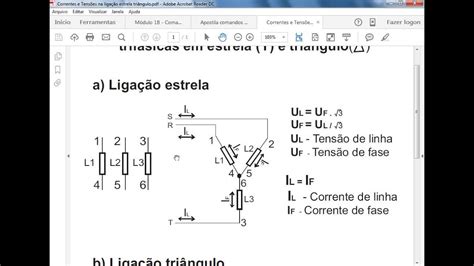 Ligação estrela triângulo Comportamento das correntes e tensões no