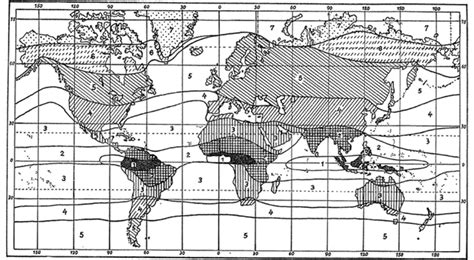 Alisov's seven climatic zones (Alisov 1954). 1: Equatorial zone, 2 ...