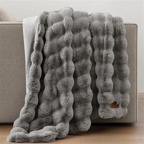 Luxe Faux Fur Throw Gray Home And Kitchen