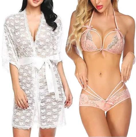 Buy Iyaracollection Women White Lace Lace Robe And Lingerie Set Online At Best Prices In India