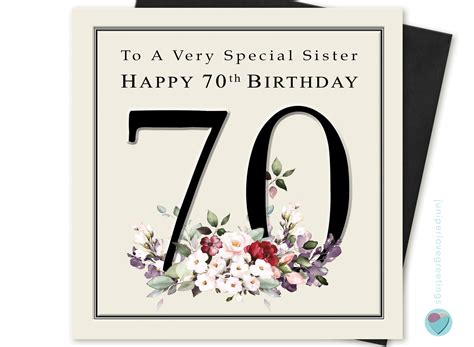 Sister 70th Birthday Card For Her Happy 70th Birthday To A Etsy Uk