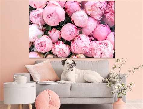 Peonies Wall Decor Peony Flower Canvas Flower Modern Print Etsy