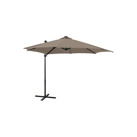 Parasol Meuble De Jardin D Port Avec M T Et Lumi Res Led Cm Taupe