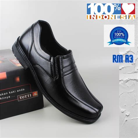 Jual Sepatu Pantopel Pria Formal Kerja Hitam Bahan Sintetis Pantofel