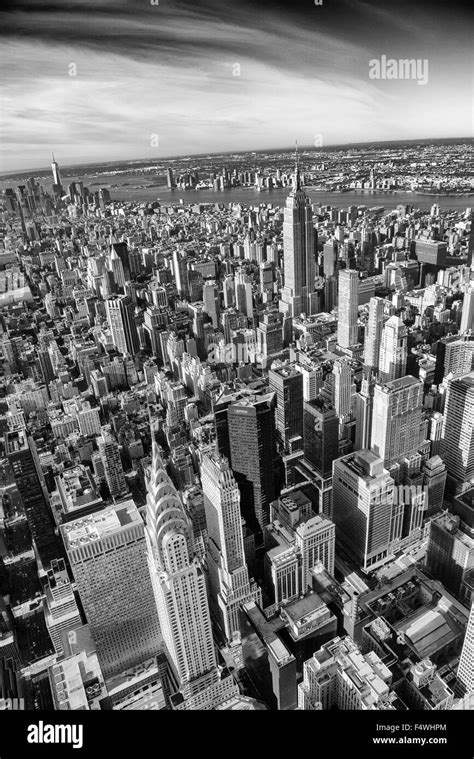 Aerial Shot Of The Midtown Manhattan Looking Towards Lower Manhattan In