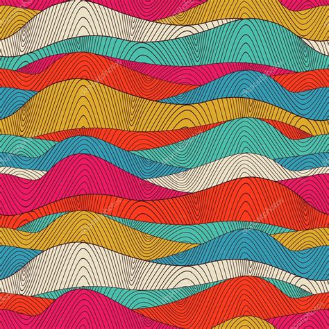 Seamless Abstract Hand Drawn Waves Pattern Wavy Background Sea Stock