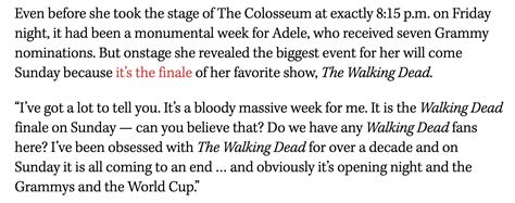 Adele Is A Walking Dead Fan Rthewalkingdead