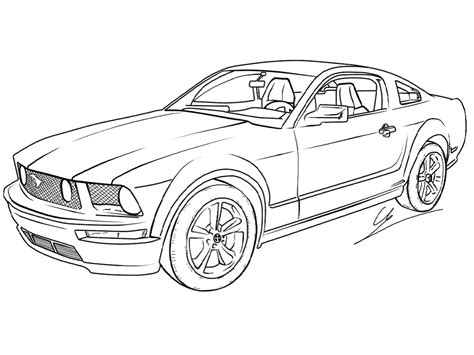 Раскраска Ford Mustang GT - Бесплатнo Pаспечатать или Cкачать Oнлайн