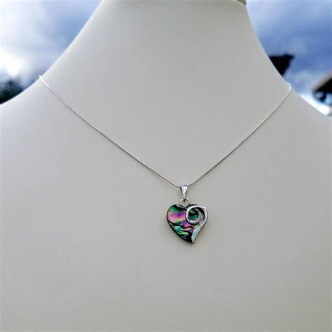 Sterling Silver And Abalone Shell Heart And Sterling Etsy