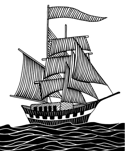 Premium Vector Vintage Hand Drawn Line Art Ship Engraved