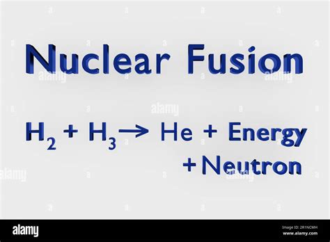 3d Illustration Of A Chemical Formula Descring Nucllear Fusion In Which