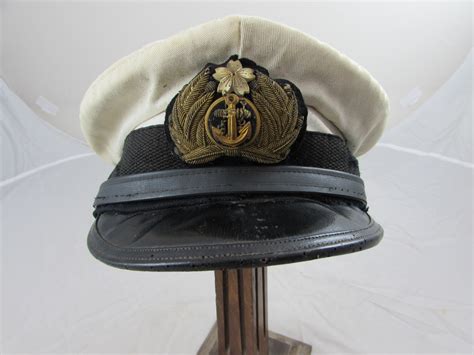 Ww Japanese Imperial Navy Officer S Named Dress White Visor Cap