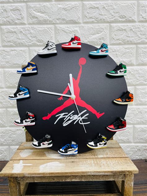 Sneakerhead Decor Air Jordan Wall Clock Con 3d Mini Sneakers Etsy