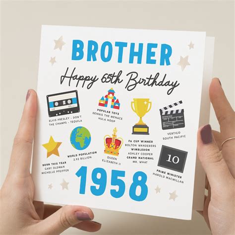 Brother 65th Birthday Card Fact Birthday Card For Brother Etsy