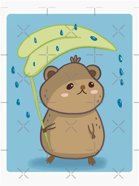 Sad Quokka Under The Rain Sticker For Sale By Lianataj Redbubble