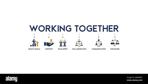 Working Together Banner Web Icon Vector Illustration Concept For Team