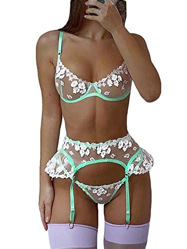 Kaei Shi Garter Lingerie For Women Underwire Embroidered Sexy Lingerie