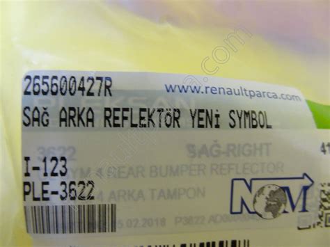 Dacia Logan 2 - Sandero 2 Sol Arka Reflektör Yan San 265659019R - NOM OTO