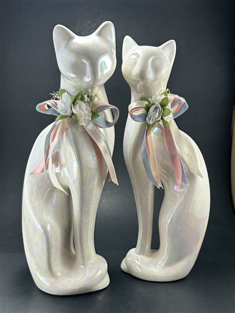 Vtg Siamese Iridescent Cats Pair MCM 11 Rosenthal Netter Cats