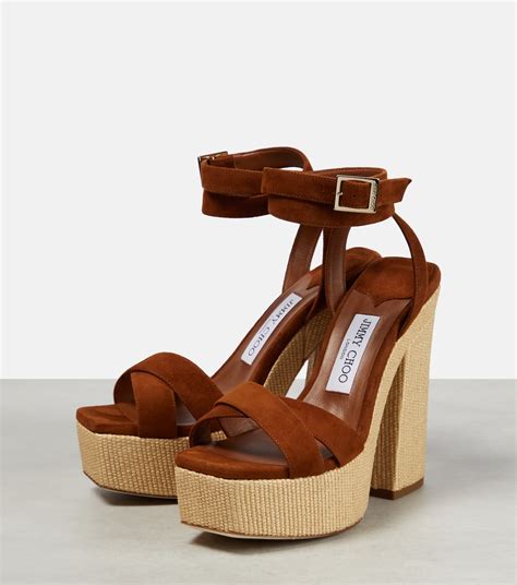 Gaia 140 Suede Platform Sandals In Brown Jimmy Choo Mytheresa