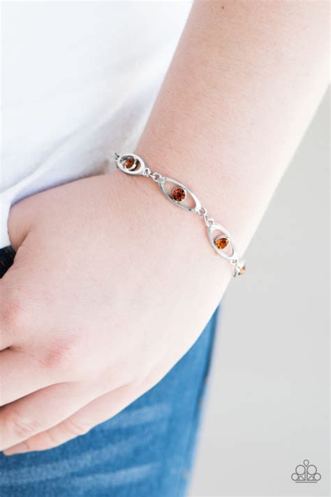 Starry Eyed Brown Orange Paparazzi Bracelet Flamingo Angie