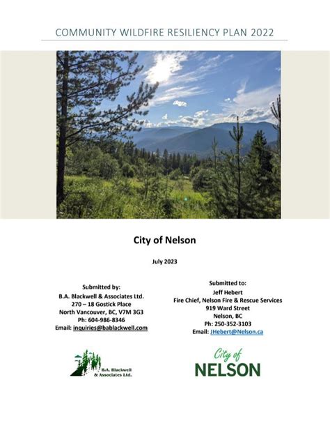 Community Wildfire Resiliency Plan Nelson Bc
