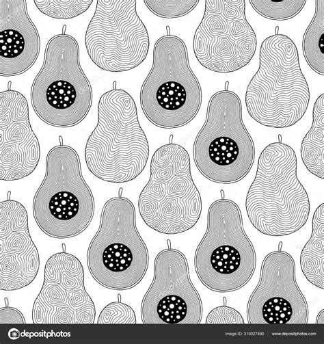 Doodle Art Avocado Seamless Pattern Stock Illustration By Karpenyuk