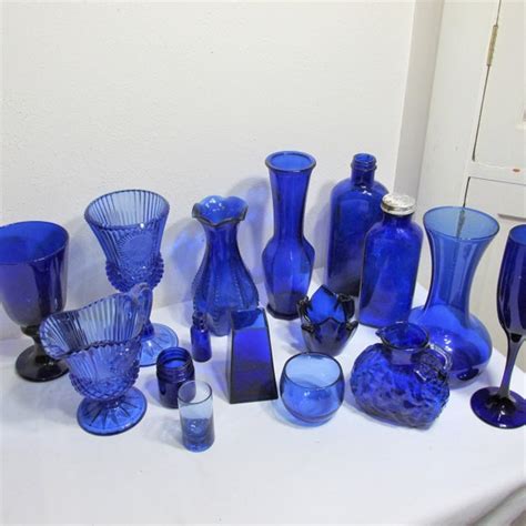 Blue Cobalt Glass Bottles Vase Etsy