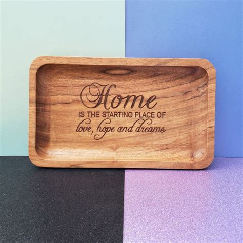 Laser Engraved Wood Tray Home Saying Positive Saying Personalized