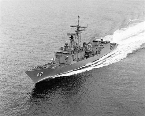 An Elevated Port Bow View Of The Guided Missile Frigate HALYBURTON FFG