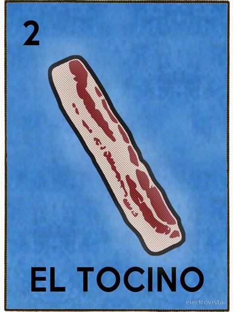 Funny Bacon El Tocino Loteria Card Art Parody Sticker By Electrovista