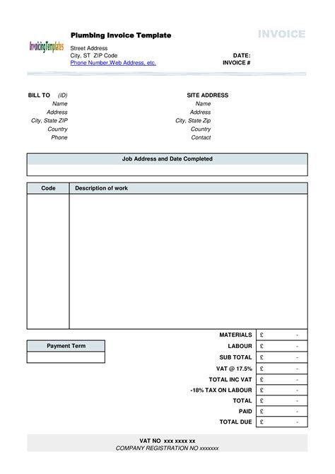 Plumbing Invoice Format Templates At Allbusinesstemplates