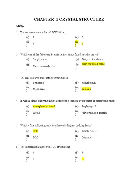 Chapter 1 Crystal Structure Pdf