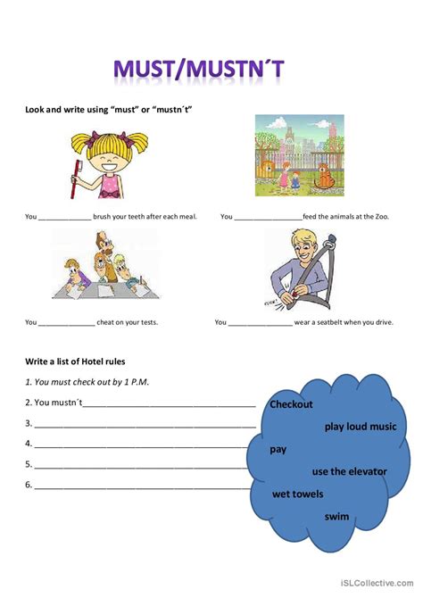 Must And Mustnt English Esl Worksheets Pdf Doc