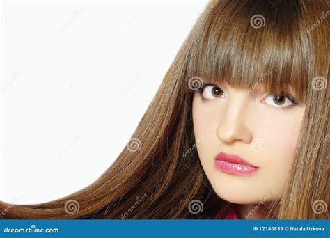 Portrait Of The Beautiful Girl Stock Image Image Of Long Brunette 12146839