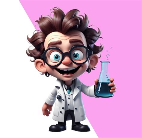 Crazy scientist 3D cartoon | Premium AI-generated PSD