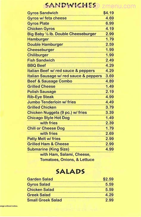 Menu At King Gyros Restaurant Marion