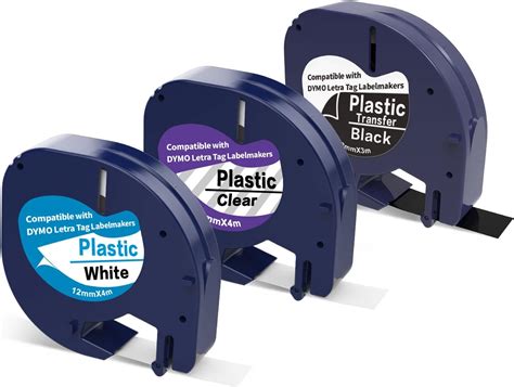 Lot de 3 rubans d étiquettes en plastique compatibles avec Dymo